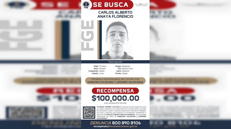 Ofrecen recompensa por policía prófugo en Zitácuaro