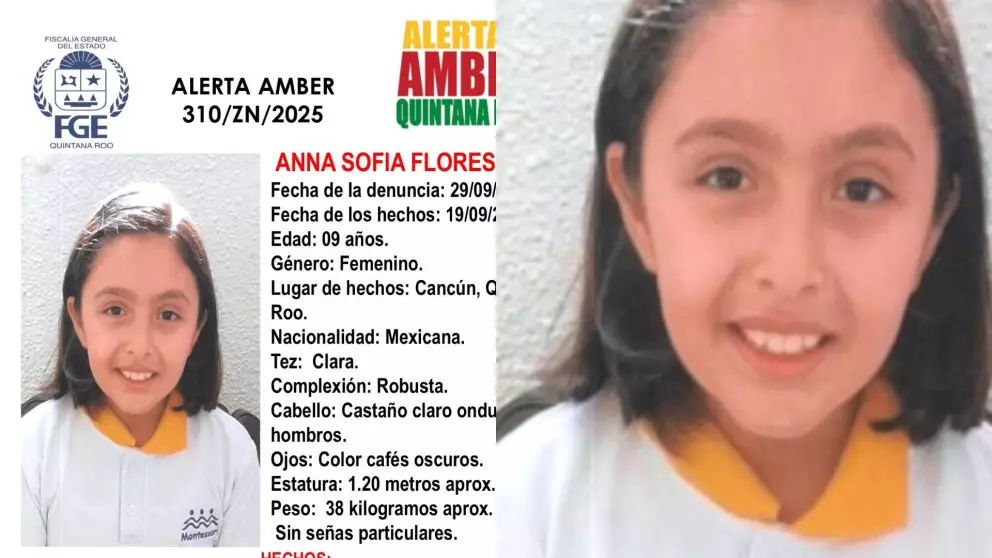 Alerta Amber activa por desaparición de Anna Sofía en Cancún